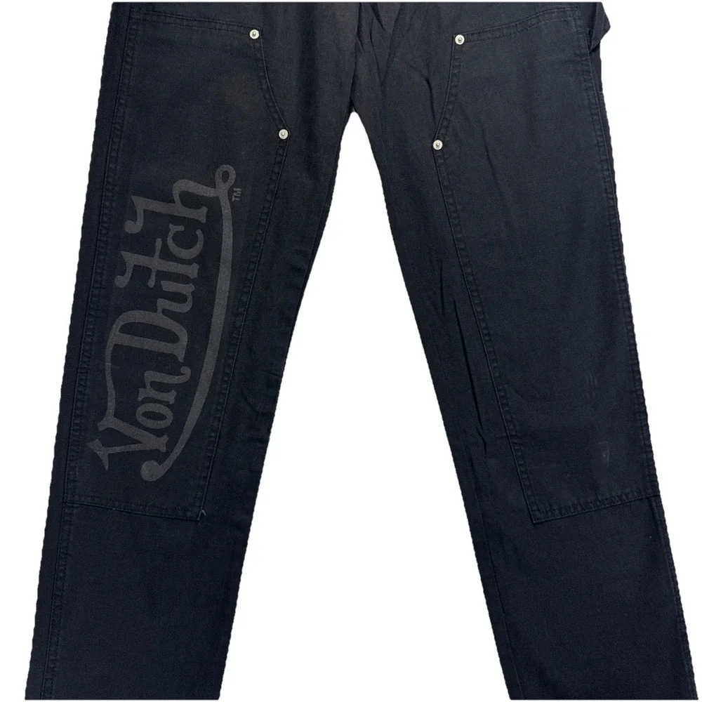 Von Dutch Jeans Mens Sz 30x32 Double Knee Patch Graphic Black Denim -NEW w/ Tag - Picture 5 of 13